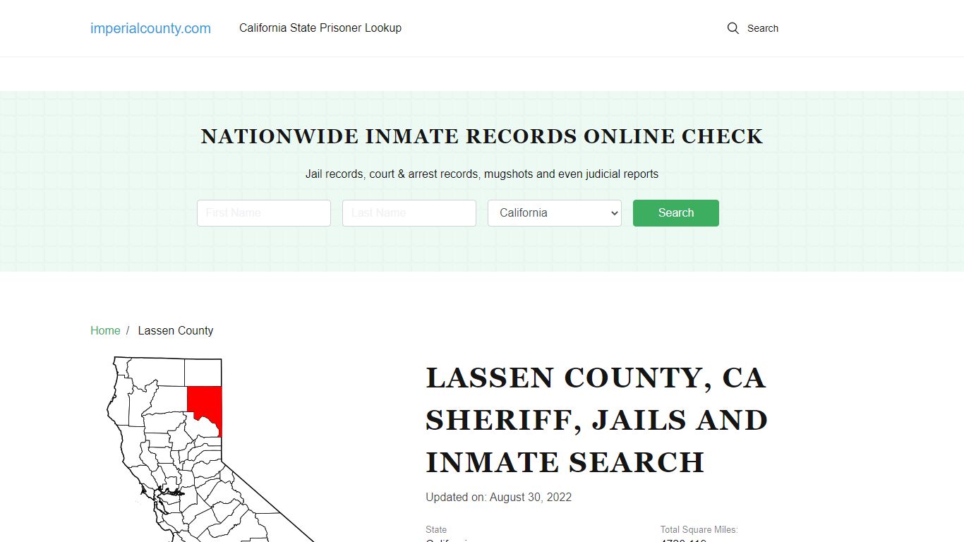 Lassen County, CA Sheriff, Jails and Inmate Search